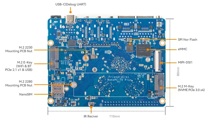 Rockchip RK3588 SBC M2 SSD WiFi sockets MIPI DSI