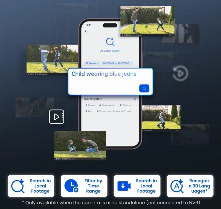 Smart security camera LLM local video search