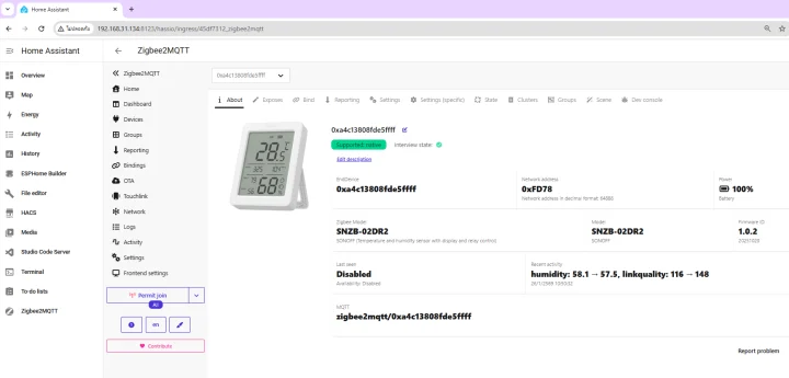 Zigbee2MQTT SNZB 02DR2