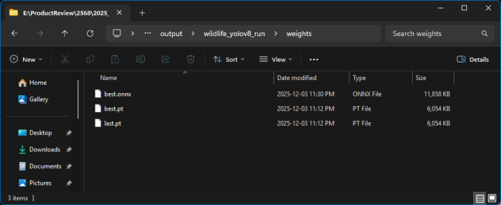 ผลการแปลงไฟล์ .pt ให้อยู่ในรูปแบบไฟล์ .onnx
