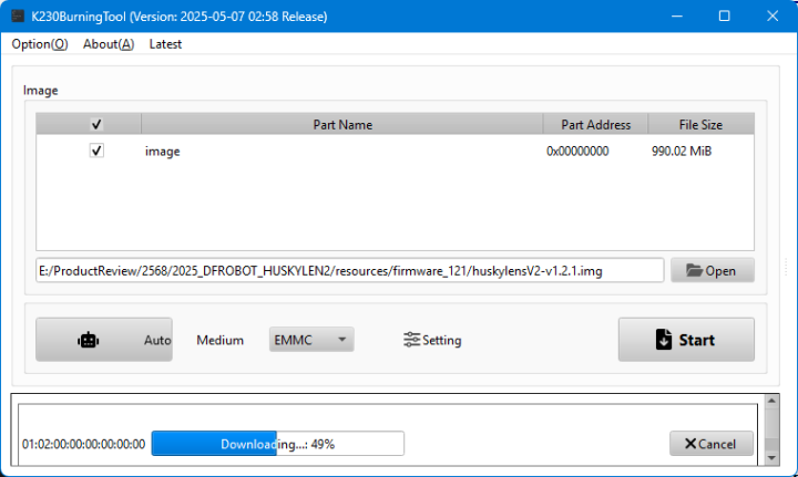 แฟลชเฟิร์มแวร์ใหม่ด้วย K230BurningTool