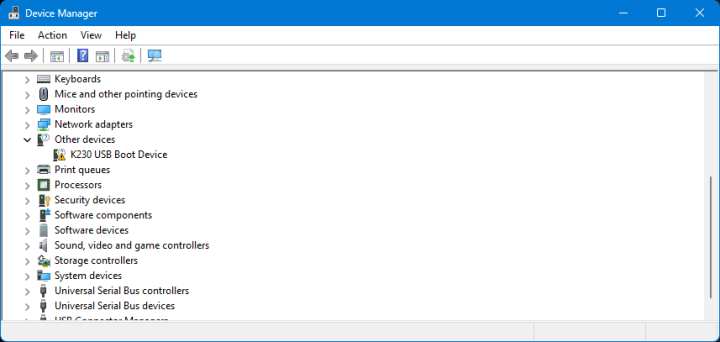 ตรวจพบเป็น K230 USB Boot Device