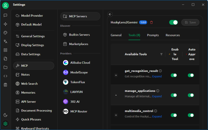 ทดสอบการเชื่อมต่อกับเซิร์ฟเวอร์ MCP ของ HUSKYLENS 2