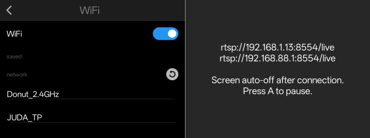 เปิดใช้งานการเชื่อมต่อ Wi-Fi และการสตรีม RTSP