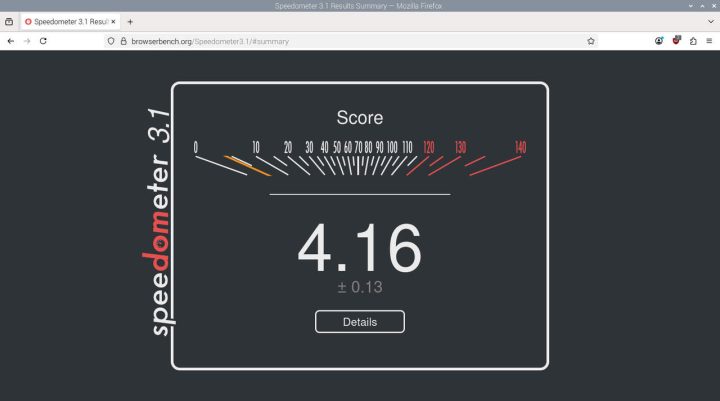 คะแนน Speedometer 3.1 บน Firefox