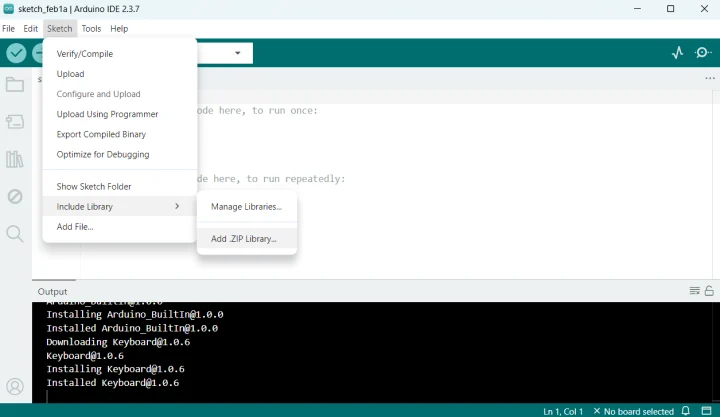 Arduino IDE Add ZIP Library