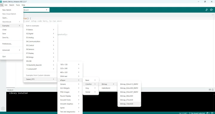 Arduino IDE File Examples Seeed GFX 13inch