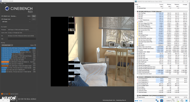 GEEKOM A5 Pro stress test Cinebench R23