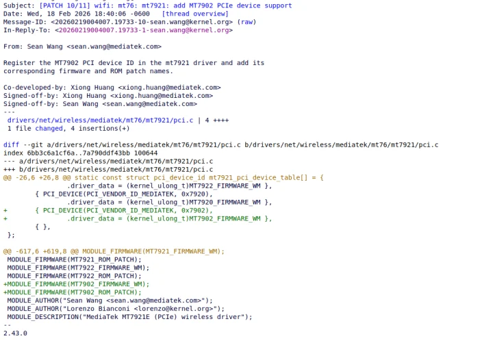 MediaTek MT7902 Linux Patch