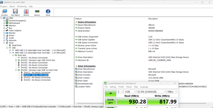 USB A front left performance