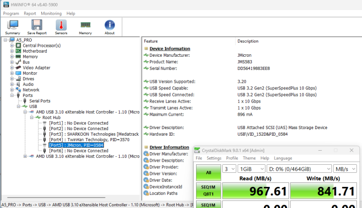 USB C left performance