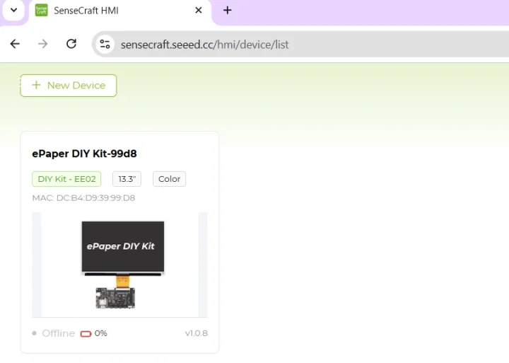 ePaper DIY Kit EE02 on SenseCraft HMI