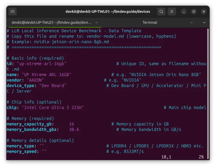 LLM local interence device benchmark template