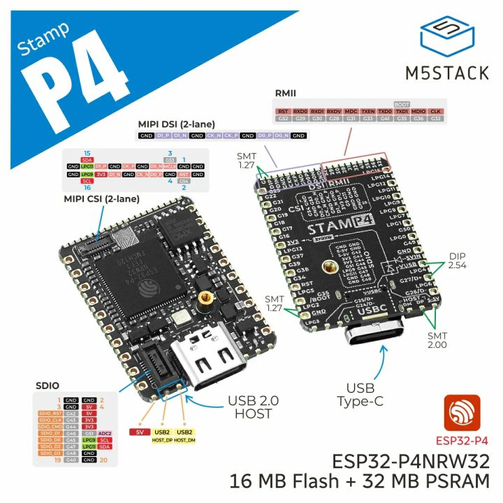 M5Stamp ESP32P4 Module Pinout M5Stamp ESP32P4 Module Pinout