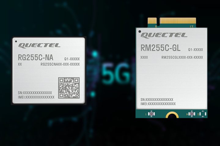 Quectel RG255C NA Left and RM255C GL Right mid tier 5G RedCap GPP release 17 modules
