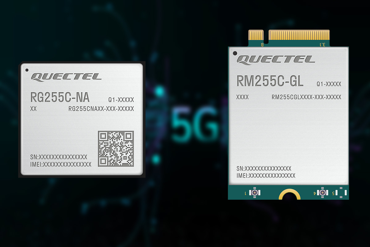 Quectel RG255C NA Left and RM255C GL Right mid tier 5G RedCap GPP release 17 modules