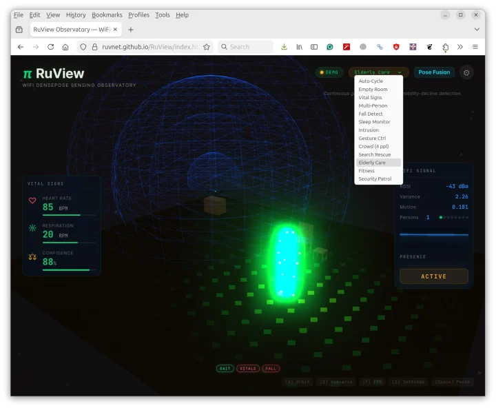 RuView ESP32 WiFi CSI Sleep monitor Fall detection Vital