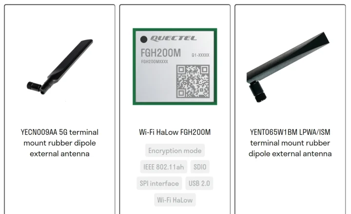 Wi Fi HaLow FGH200M YECN009AA YENT065W1BM antennas Wi Fi HaLow FGH200M YECN009AA YENT065W1BM antennas