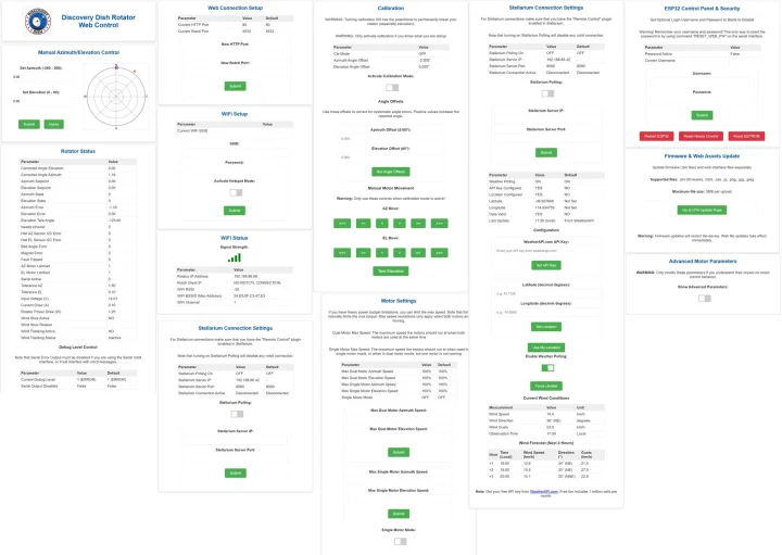 web based control interface Web UI for the Discovery Drive