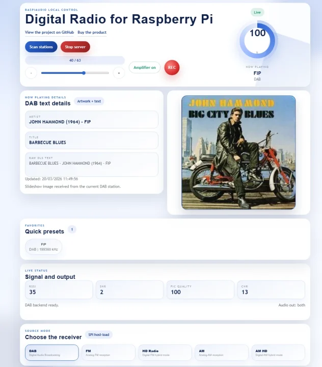 Digital Radio Raspberry Pi Web UI