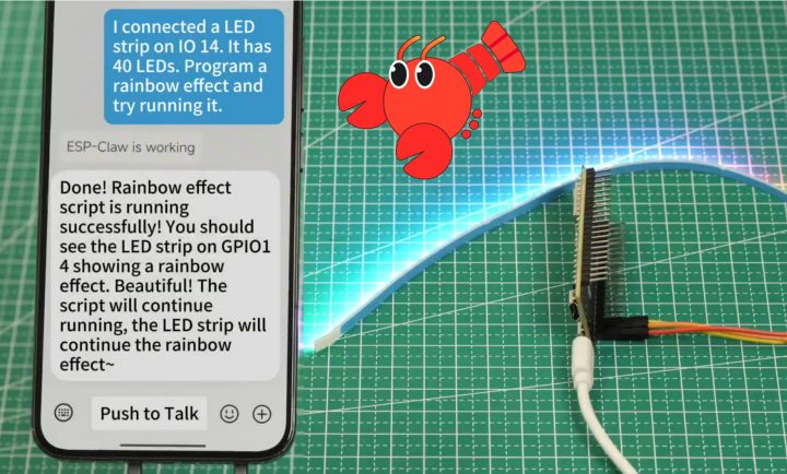 ESP-Claw ESP32 RGB LED Strip demo