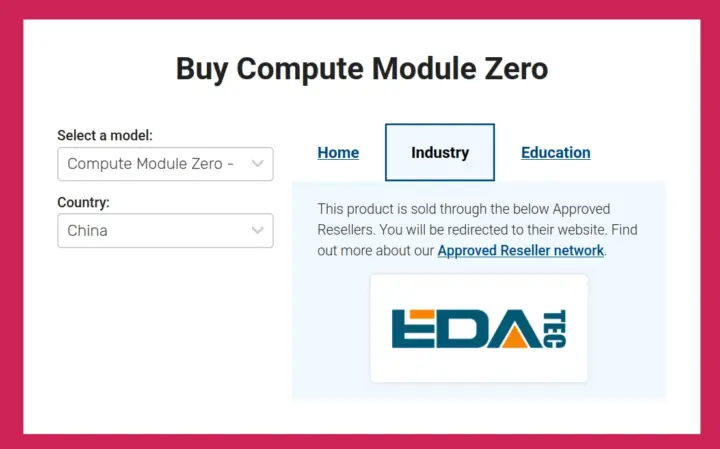 Raspberry Pi CM0 Resellers EDATEC