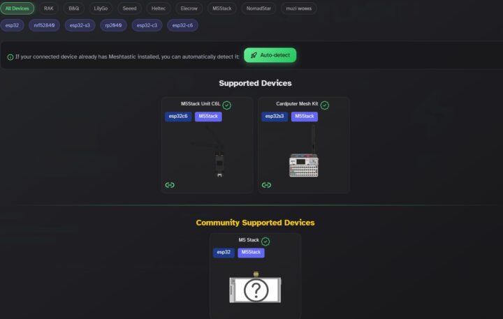 Cardputer Mesh Kit can be flahsed with meshtastic web flasher
