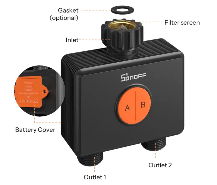 Dual outlet smart Zigbee 3.0 valve Dual outlet smart Zigbee 3.0 valve
