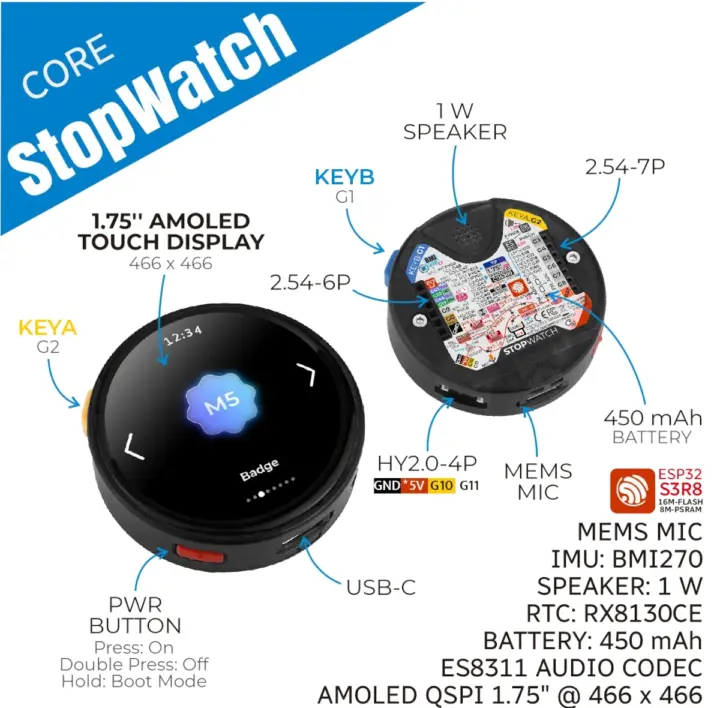 M5Stack Core StopWatch specifications