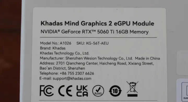 Mind graphics 2 eGPU module NVIDIA RTX 5060 Ti 16GB Memory