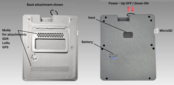 Optional modular back with kickstand and mounting grid left standard flat back with vents and battery indicator right Optional modular back with kickstand and mounting grid left standard flat back with vents and battery indicator right