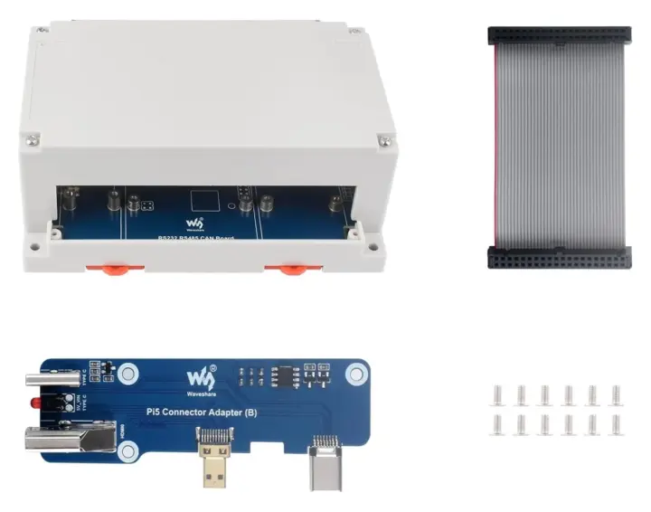 RS232 RS485 CAN board DIN Rail Enclosure Pi5 Connector Adapter RS232 RS485 CAN board DIN Rail Enclosure Pi5 Connector Adapter