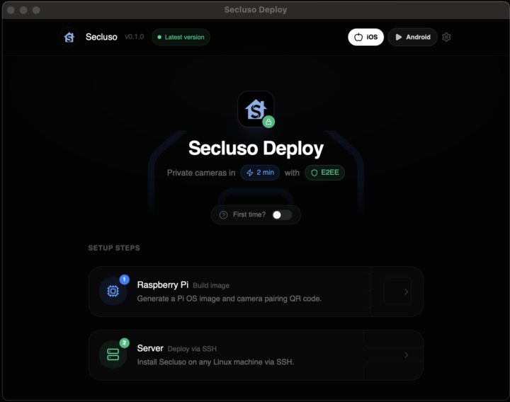 Secluso Deploy a desktop app for Mac Windows and Linu