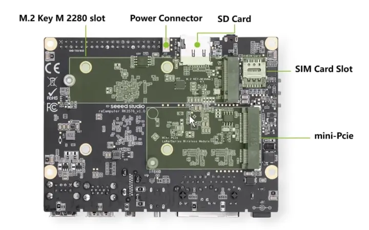 reComputer RK3576 board bottom side reComputer RK3576 board bottom side