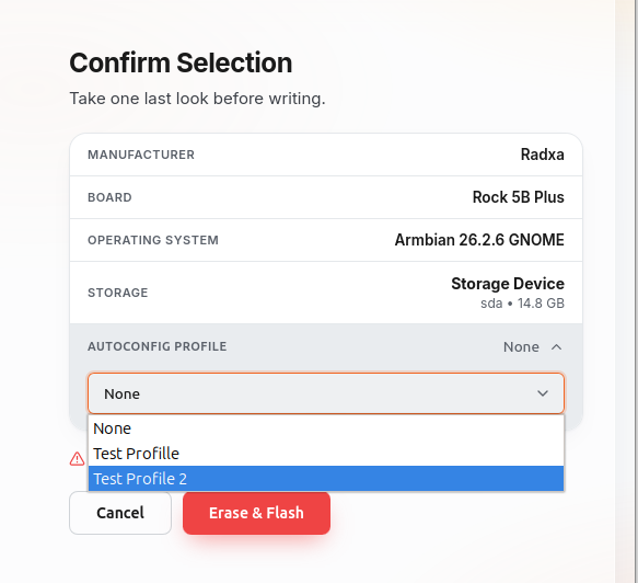 Armbian Imager Profile Selection Armbian Imager Profile Selection