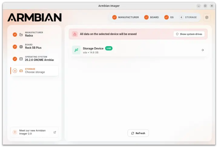 Armbian Imager Select Storage Device Armbian Imager Select Storage Device