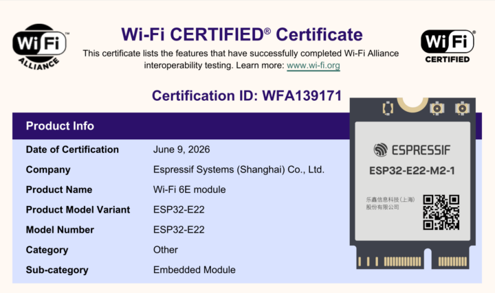 ESP32 E22 WiFi Certified