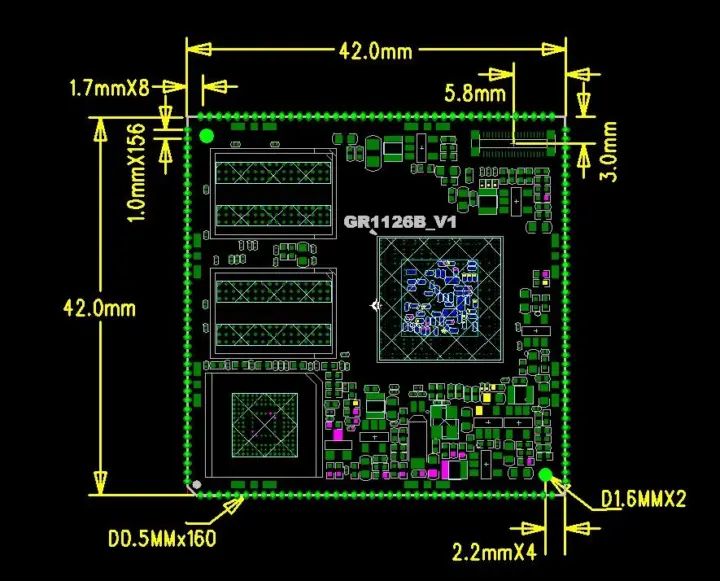 GR1126B SoM dimensions