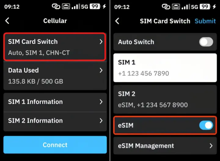 Mudi 7 touchscreen interface SIM card switching Mudi 7 touchscreen interface SIM card switching
