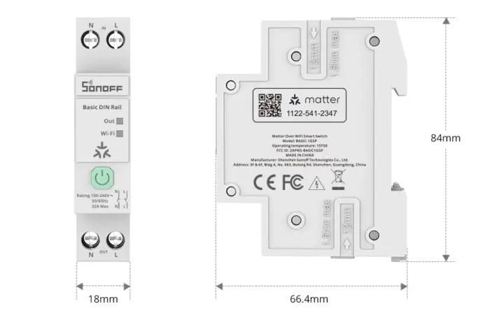 SONOFF BASIC 1GSP Matter over WiFi smart switch