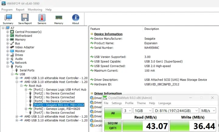 USB A 2.0 CrystalDiskMark test speed USB A 2.0 CrystalDiskMark test speed