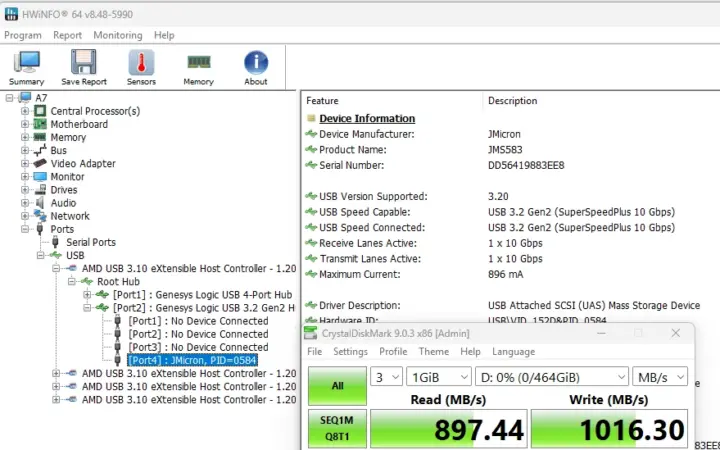 USB A 3.2 front 2 CrystalDiskMark test speed USB A 3.2 front 2 CrystalDiskMark test speed