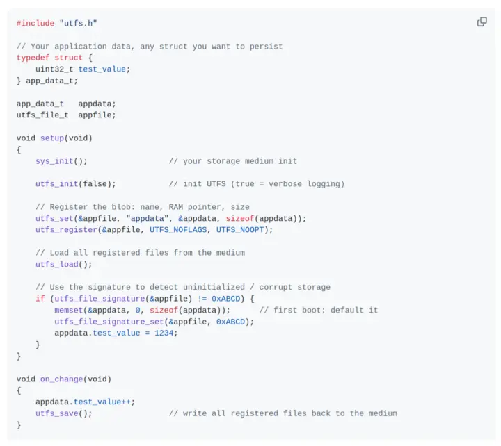 UTFS Hello World Program