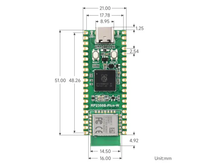Waveshare RP2350B Plus W dimensions Waveshare RP2350B Plus W dimensions