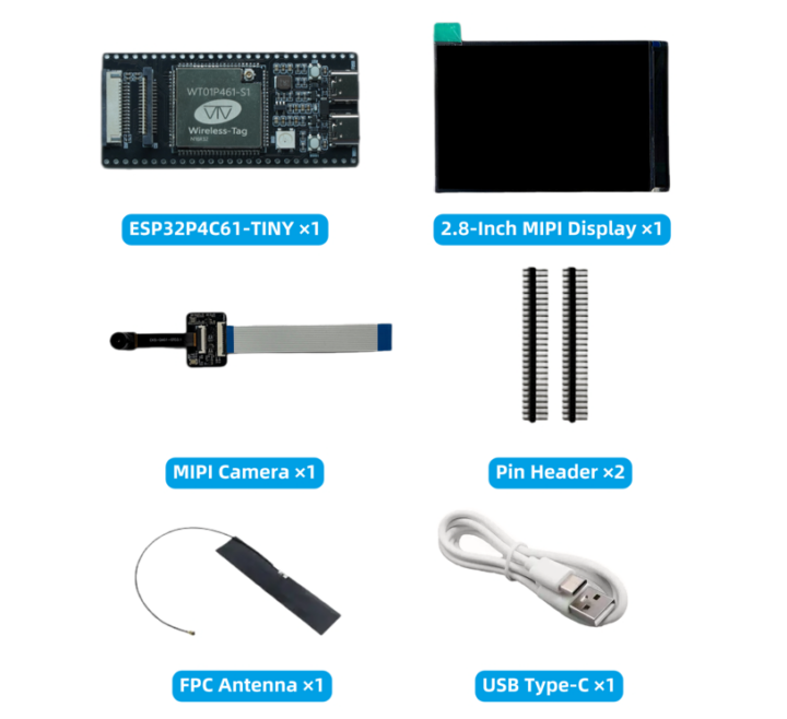 Wireless Tag ESP32P4C61 TINY Package Content