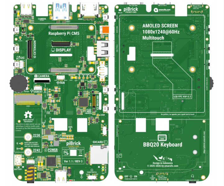piBrick Pocket CM5 PCB top and bottom piBrick Pocket CM5 PCB top and bottom
