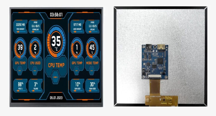 จอ HDMI สี่เหลี่ยม 7.6 นิ้ว