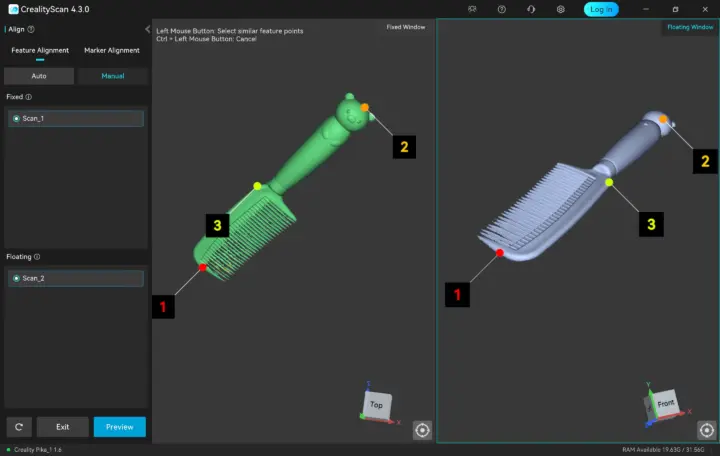 Creality SCan 4.3.0 alignment Creality SCan 4.3.0 alignment