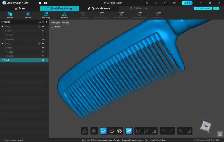 Creality Scan Fixed mesh comb Creality Scan Fixed mesh comb