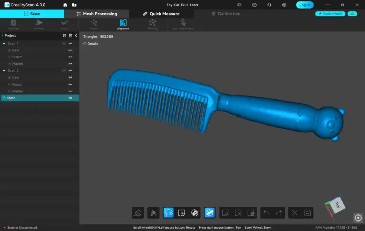 CrealityScan 4.3.0 Comb scan Mesh CrealityScan 4.3.0 Comb scan Mesh
